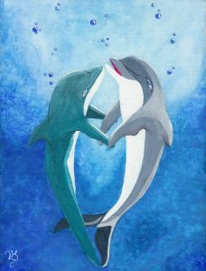 Dolphins in Love Illustration