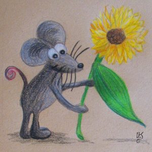 Mäuschen mit Sonnenblume