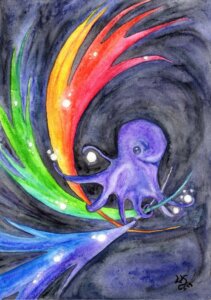 Oktopus Illustration Aquarellstifte
