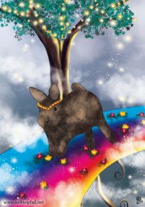 Regenbogenkaninchen Illustration Digital Painting